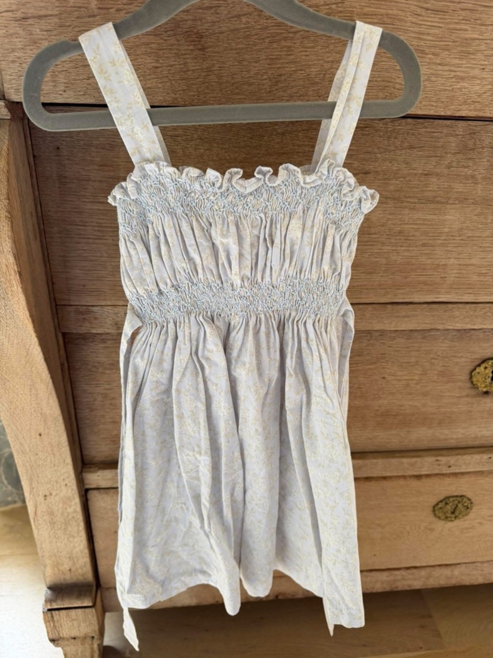 Pixie Lily Smocked Sundress in Pale Blue Floral